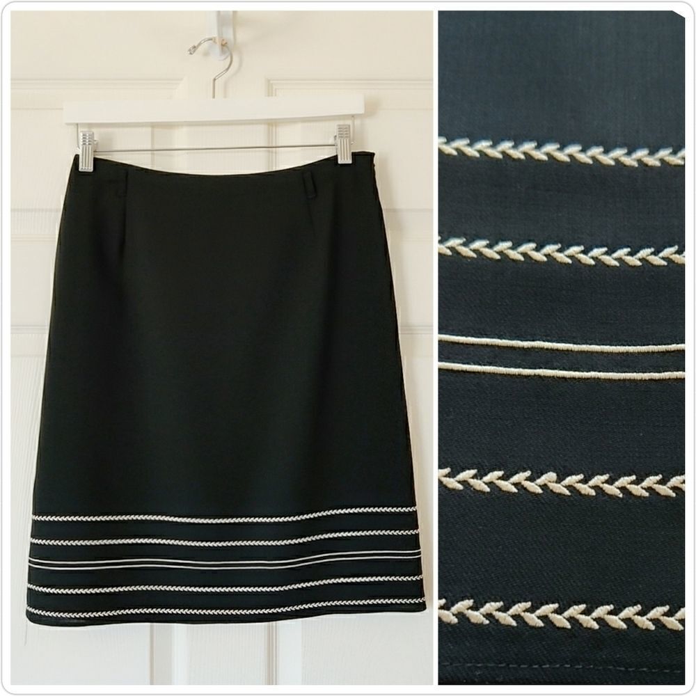 Ann Taylor LOFT embroidered wool blend skirt sz 8P